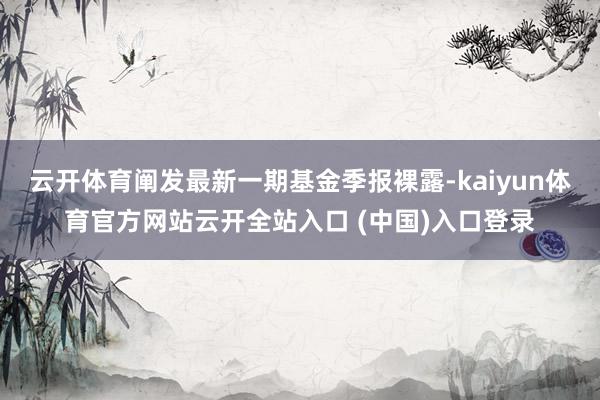 云开体育阐发最新一期基金季报裸露-kaiyun体育官方网站云开全站入口 (中国)入口登录